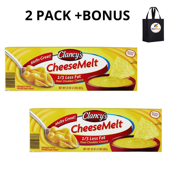 Clancy's CheeseMelt 1/3 Less Fat Than Cheddar Cheese, Melts Great, 2 Pack + Bonus, 32 Oz