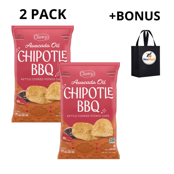 Clancy's Chipotle BBQ Avocado Oil Kettle Chips, 5 oz , 2 Pack  + Bonus