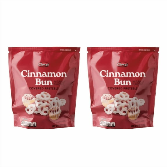 Clancy's Cinnamon Bun Flavored Covered Pretzels, 8 oz ,2 Pack