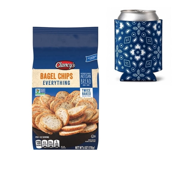 Clancy's Everything Bagel Chips Twice Baked NON-GMO 1 Pack 6oz w/ Can Cooler