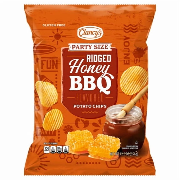 Clancy's Honey Barbecue Ridged Party Size Potato Chips, 12.5 oz