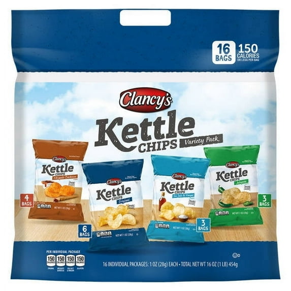Clancy's Kettle Variety Pack Potato Chips, 16 count - Pack of 2