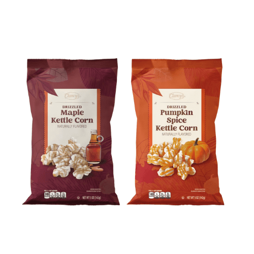 Clancy's Maple Drizzled Kettle Corn 5 oz & Clancy's Pumpkin Spice Kettle Corn 5 oz,2 Pack Variety