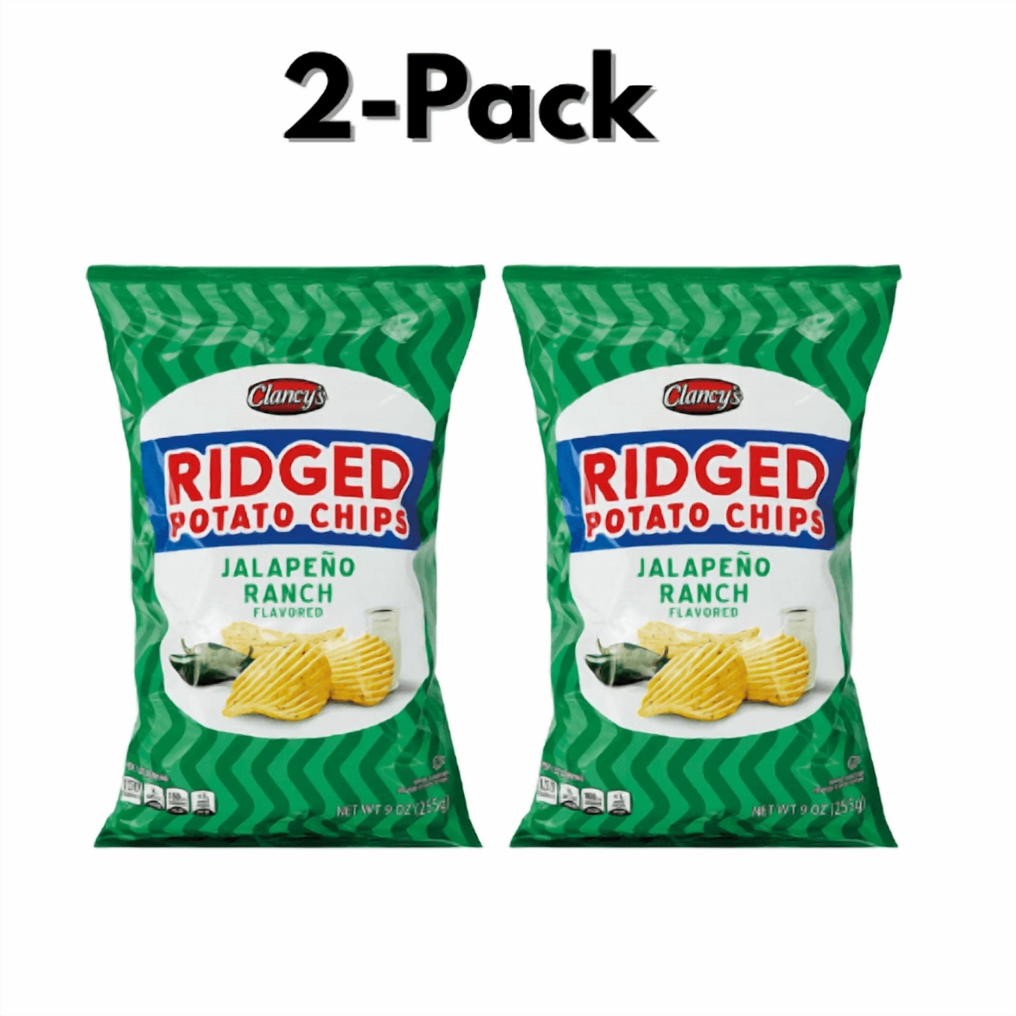 Clancy's Ridged Potato Chips, Jalapeno Ranch Flavored, 2-Pack, 9