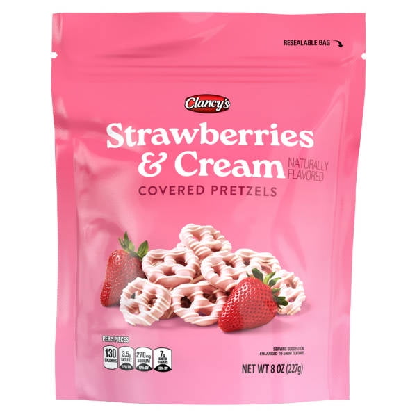 Clancy's Strawberries & Cream Covered Pretzels, 8 oz