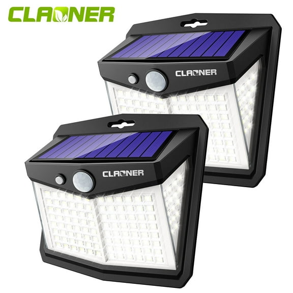 Claoner 128 LED Motion Sensor Solar Lights Outdoor, 2 Pack
