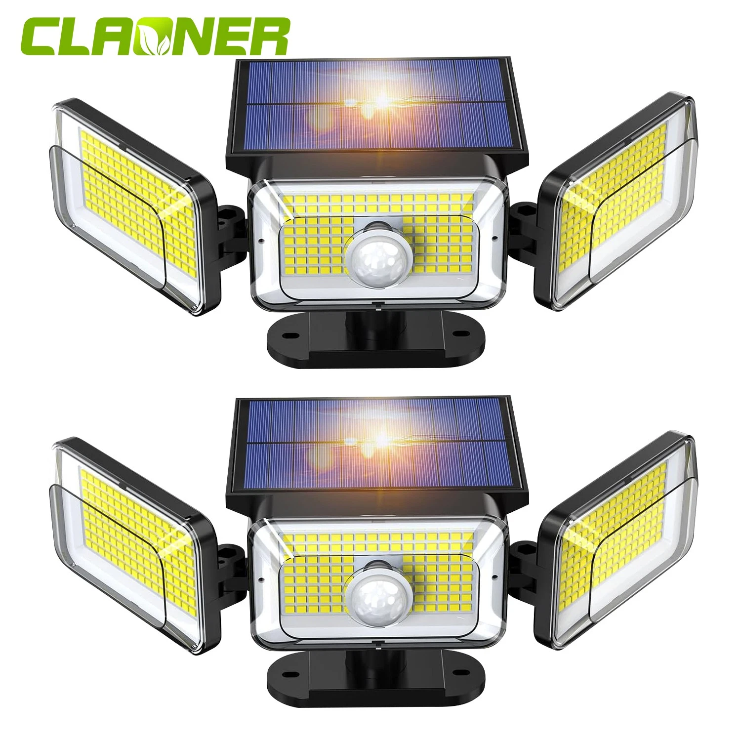 Claoner 368 LED Solar Lights Outdoor 3000LM Motion Sensor Security 270 ...