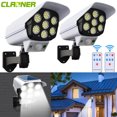 thumbnail image 1 of Claoner Solar Motion Sensor Lights Outdoor 3000 Lumens 77 LEDs Spotlight FloodLights Wireless Dummy Decoy Fake Security Camera for Porch Garden Patio Driveway, 2 Pack, 1 of 12