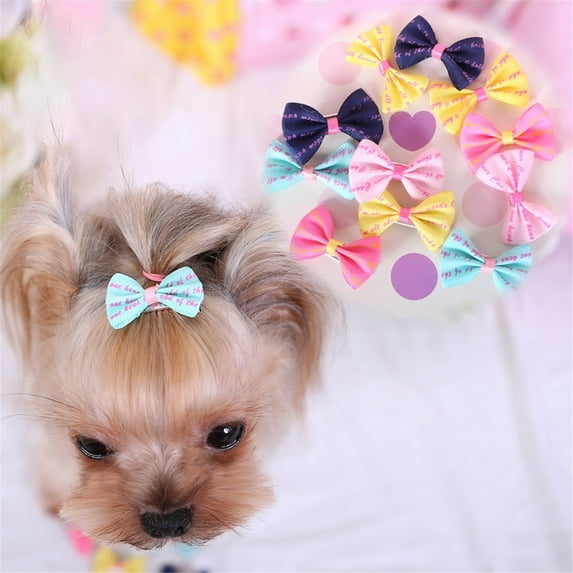 (Clap 6 Hands! ! ) Pet Flower Bow Hairpin - 6Pcs Dog Cat Puppy Hairpin Hair Bow Tie Flower Bow Hairpin Pet Hairpin Bow Hairpin Accessories Dog Accessories Pet Cat Dog Accessories ( Makeup Organizers