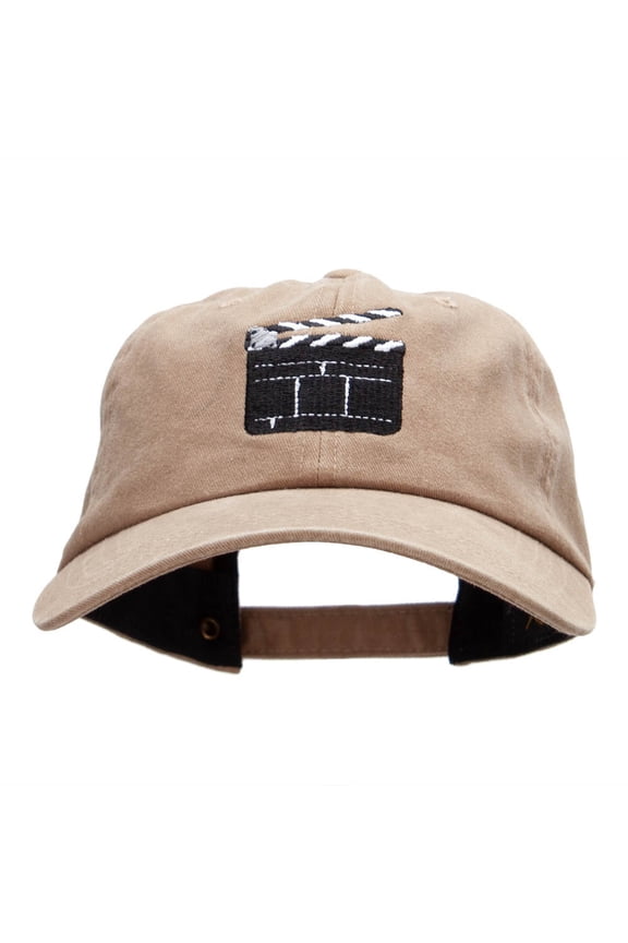 Clapper Board Embroidered Unstructured Cotton Cap - Dk Beige OSFM