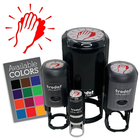Clapping Hands Happy Celebration Self-Inking Rubber Stamp for Stamping Ink Stamper Crafting Planners - 1/2 Inch Mini - Lime Green Ink