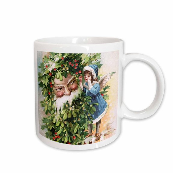 3drose, Clapsaddle – Father Holly with Angel, 11oz Mug