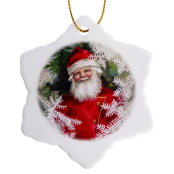 3drose, Clapsaddle – Santa Claus, 3 inch Snowflake Porcelain Ornament