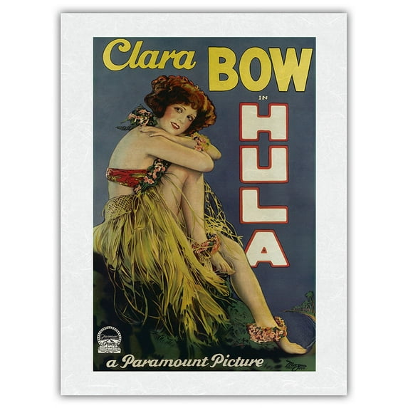 Clara Bow in Hula - Hula Romance of Hawaii by Armine von Tempski - Vintage Film Movie Poster by Morgau c.1927 - Japanese Unryu Rice Paper Art Print 24 x 32 in
