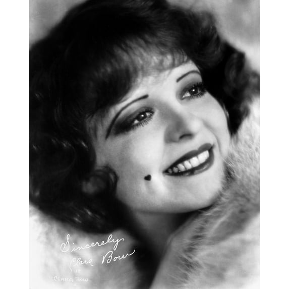 Clara Bow smiling in Fur Dress with Mole on Right Cheeks Photo Print (24 x 30)