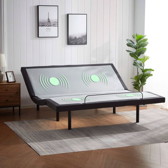 Virtu Electric Cal King Adjustable Bed Frame with Massage Feature , Wireless Remote and 14 Inch Underbed Storage, No Box Spring Required