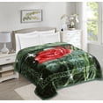 thumbnail image 1 of Virtu 12 Lbs Plush Fleece Blanket, 2 Ply Thick Heavy Reversible Raschel Korean Style Warm Bed Blanket, King, Green Rose, 1 of 5