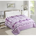 thumbnail image 1 of Virtu 12 Lbs Plush Fleece Blanket, 2 Ply Thick Heavy Reversible Raschel Korean Style Warm Bed Blanket, King, Lavender Floral, 1 of 5