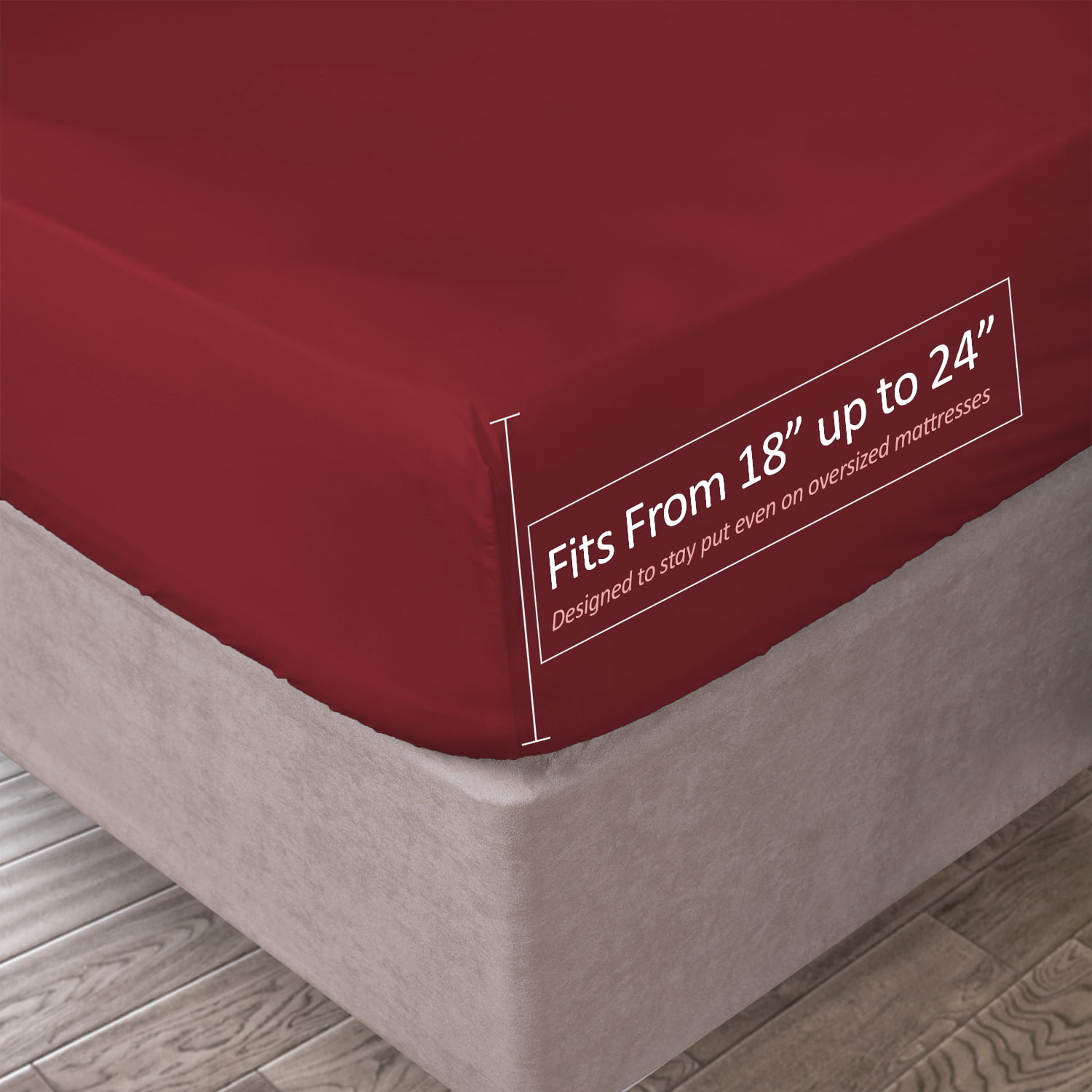 Clara Clark 18? ? 21? Inch Deep Pocket Fitted Sheet&nbsp;for High Mattress ?&nbsp;100% Soft Double Brushed Microfiber ? Hypoallergenic, Full -&nbsp;Burgundy Red