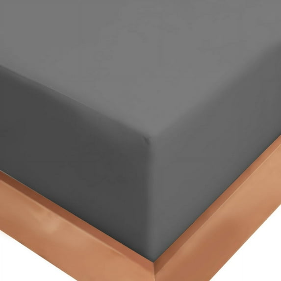 clara clark 21 inch deep pocket fitted sheet 100% soft double brushed microfiber, full, charcoal gray