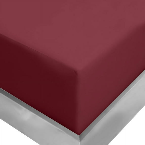 Clara Clark 18” – 21” inch Deep Pocket Microfiber Fitted Sheet for High Mattress, King, Burgundy Red