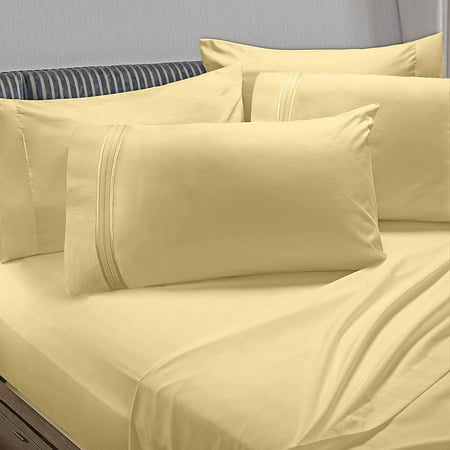 Clara Clark 5 Piece 1800 Microfiber Collection Bed Sheet Set, Deep Pockets Fitted Sheet, Twin, Mellow Yellow