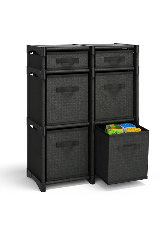Clara Clark 6 PC Cube Storage Organizer for Bedroom - Box Storage Cuber Orgainzer - Storage Shelves Units for Living Room, Office, & Playroom - Black