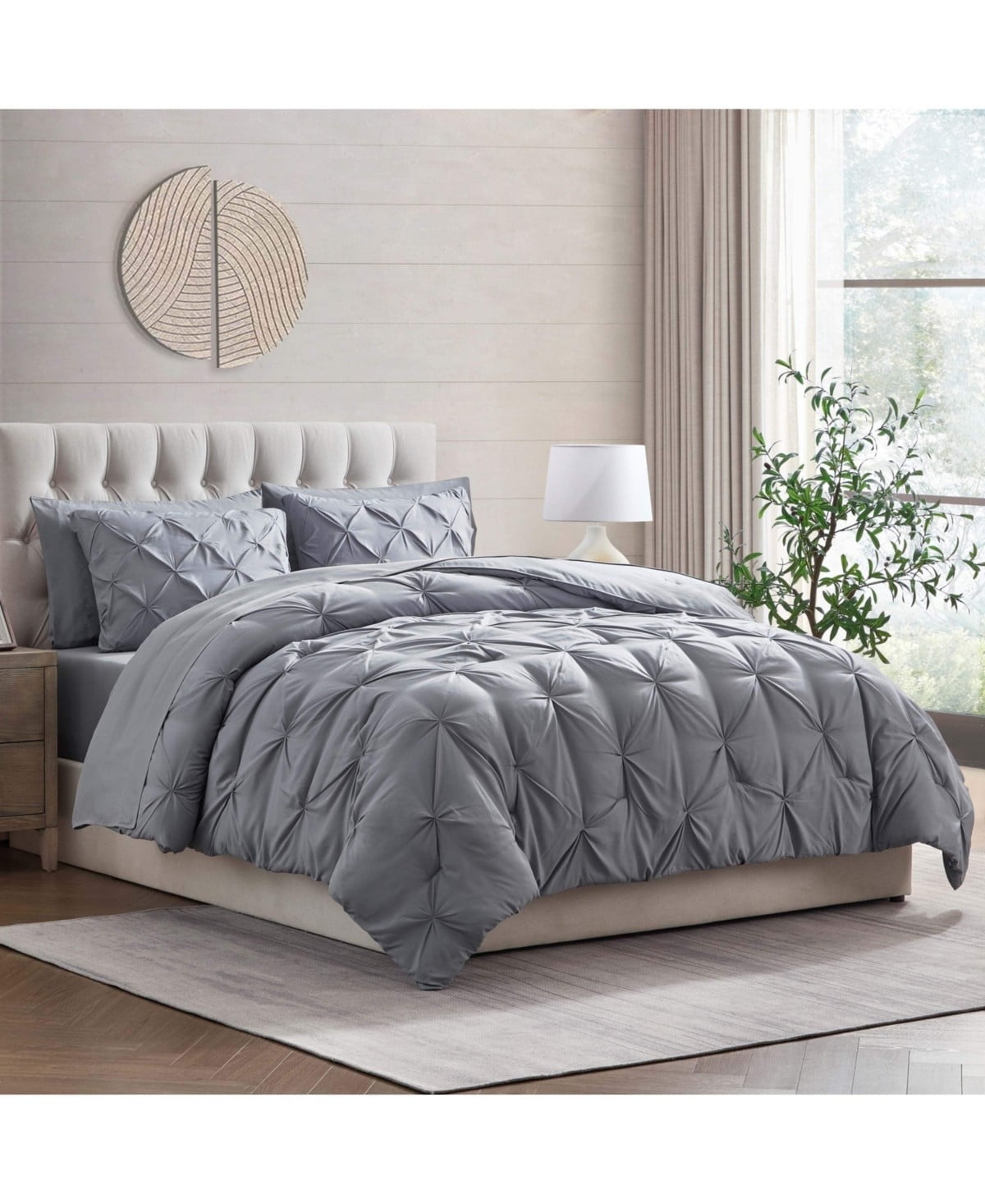 Gray Queen Reversible Microfiber Bed in a Bag Set