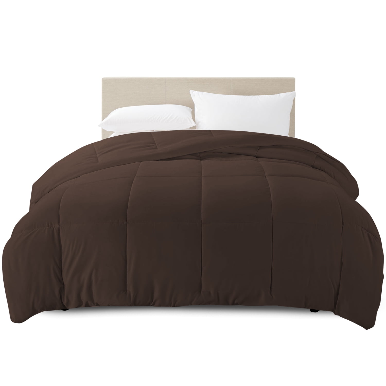 Clara Clark All Season Down Alternative Comforter, King, Brown, Luxury Soft Duvet Insert
