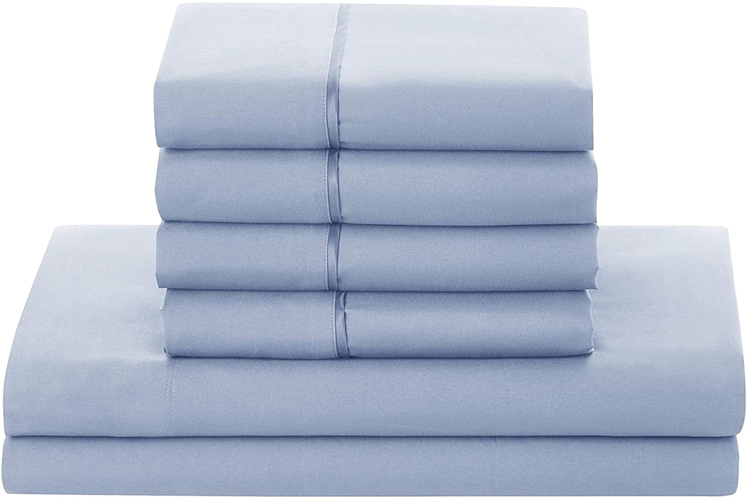 Clara Clark Anti Bacterial Saniwoven Sheets, 4 Piece Soft Microfiber Sheet Set with Silvadur Technology - Includes Fittes Sheet, Flat Sheet & 2 Pillowcases, King, Ice Blue