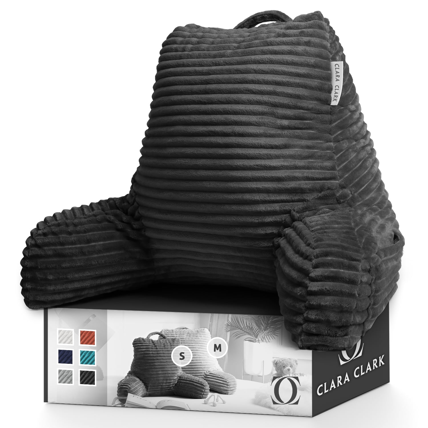 Clara Clark Backrest Reading Pillow, Back Support Pillow with Arms