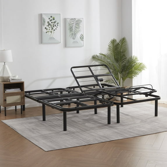 Clara Clark Basic Adjustable Bed Base, Split King Size Bed Frame, Motorized Head and Foot Incline, Adjustable Bed Frame, Wireless Remote, Fast & Easy Assembly