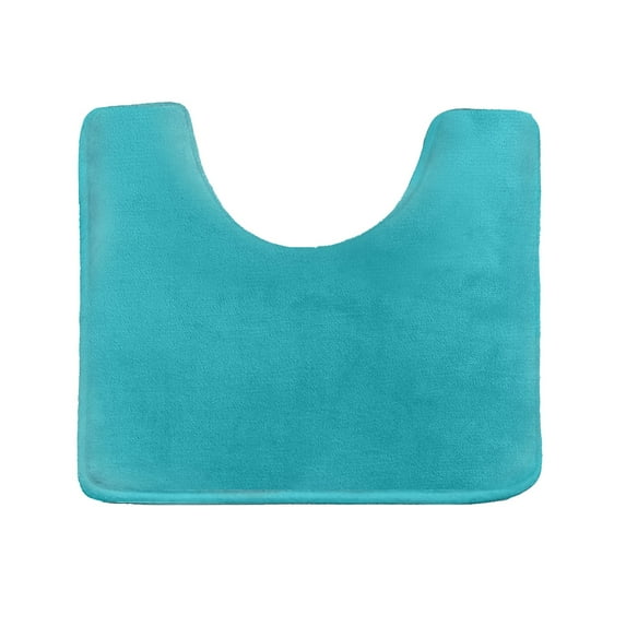 Clara Clark Bath Mat Bathroom Rug - Absorbent Memory Foam Bath Rugs - Non-Slip, Thick, Cozy Velvet Feel Microfiber Bathrug, Plush Shower, Toilet- Floor Bathmats Carpet - Teal - Contour Size 24"x20"