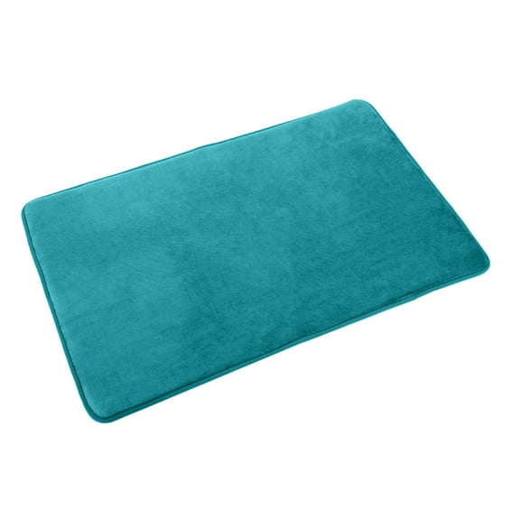 Clara Clark Bath Mat Bathroom Rug - Absorbent Memory Foam Bath Rugs - Non-Slip, Thick, Cozy Velvet Feel Microfiber Bathrug, Plush Shower, Toilet- Floor Bathmats Carpet - Teal - Small Size 17”x24”