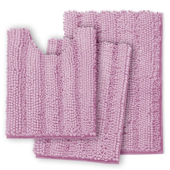 Clara Clark Bath Rug Chenille Bath Mat, Super Soft Absorbent Bathroom Rug, Small, Medium, Contour, Lilac