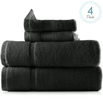 Clara Clark Bath Towels Set, 100% Cotton Luxury Softness 4 Pc Set, Black
