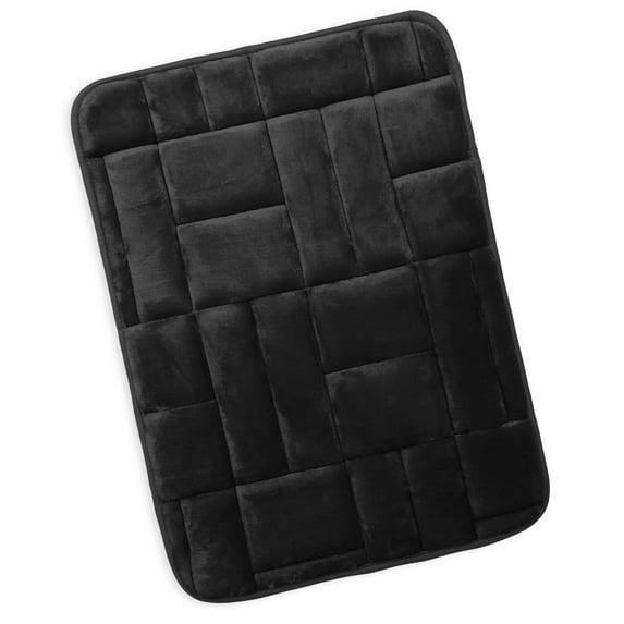 Clara Clark Bathroom Rugs, Velvet Memory Foam Bath Mat, Ultra Soft Non Slip and Absorbent - Tiled - Small - Black
