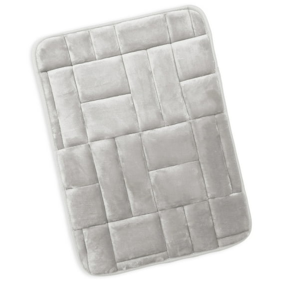 Clara Clark Bathroom Rugs, Velvet Memory Foam Bath Mat, Ultra Soft Non Slip and Absorbent - Tiled - Small - Silver
