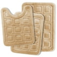 thumbnail image 1 of Clara Clark Bathroom Rugs, Velvet Memory Foam Bath Mat, Ultra Soft Non Slip and Absorbent - Waffled - Set Small, Large & Contour - Beige, 1 of 6