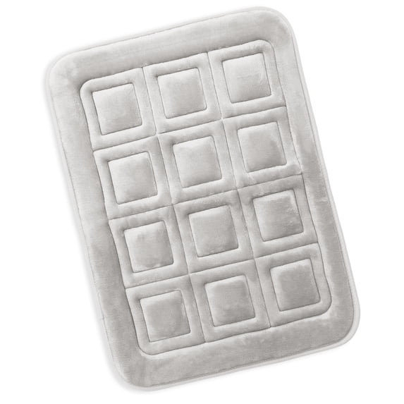 Clara Clark Bathroom Rugs, Velvet Memory Foam Bath Mat, Ultra Soft Non Slip and Absorbent - Waffled - Small - Silver