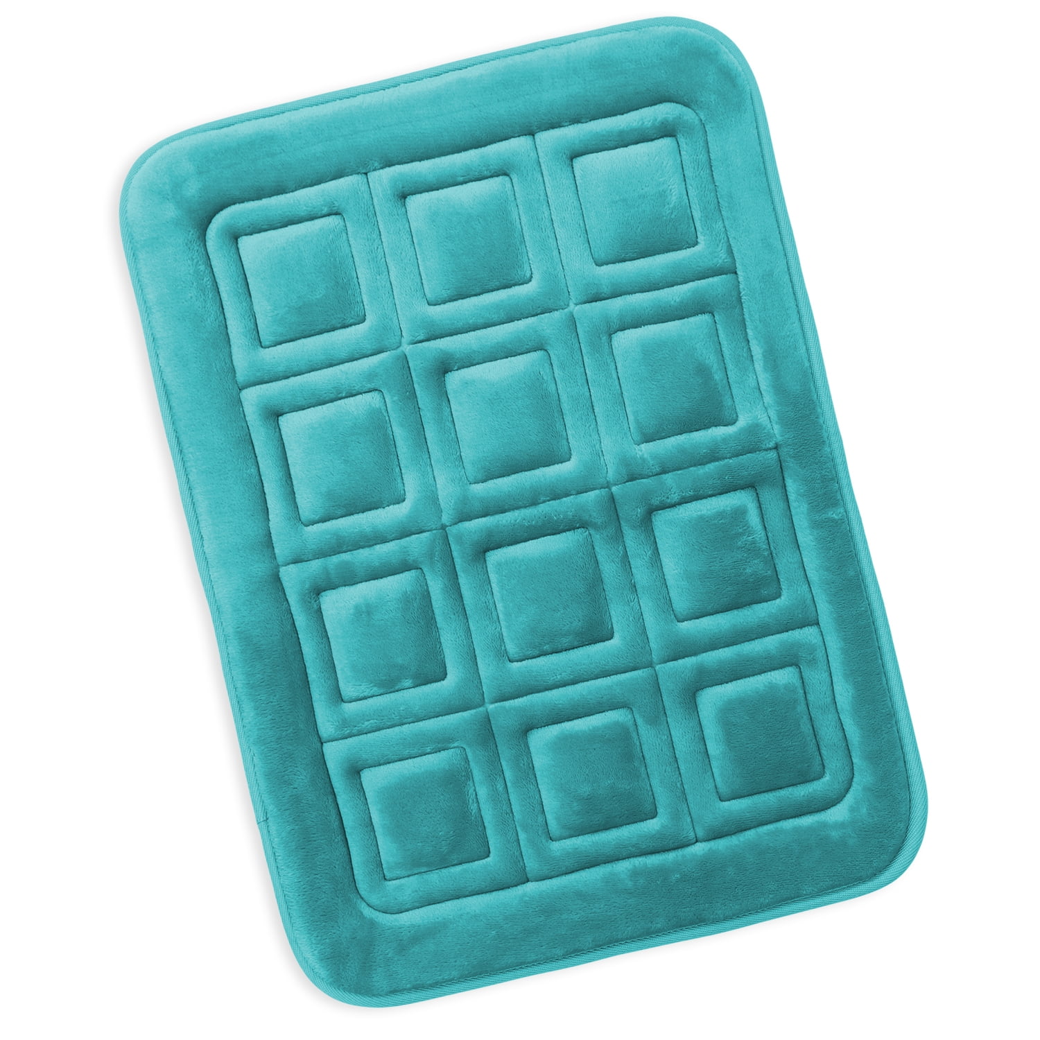 Teal Velvet Memory Foam Small Waffle Bath Rug