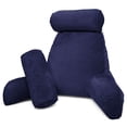 thumbnail image 1 of Clara Clark Bed Rest Reading Pillow with Arms and Pockets - Premium Shredded Memory Foam TV Pillow, Detachable Neck Roll & Lumbar Support Pillow, Large, Navy Blue, 1 of 7