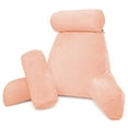 thumbnail image 1 of Clara Clark Bed Rest Reading Pillow with Arms and Pockets - Premium Shredded Memory Foam TV Pillow, Detachable Neck Roll & Lumbar Support Pillow, Large, Peach, 1 of 7