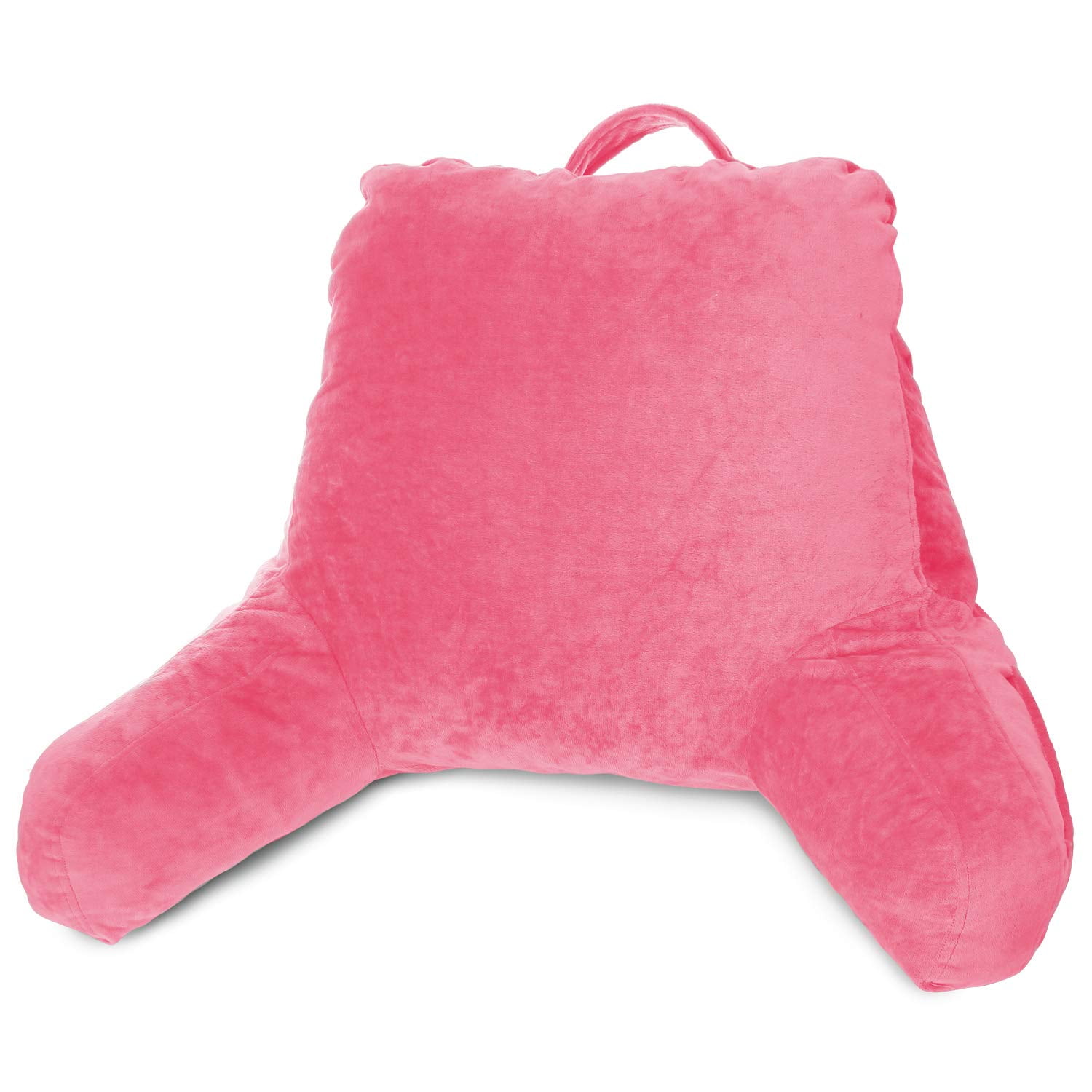 Clara Clark Bed Rest Reading Pillow with Arms and Pockets, for Kids Teens & Adults - Premium Shredded Memory Foam TV Pillow, Medium, Light Pink