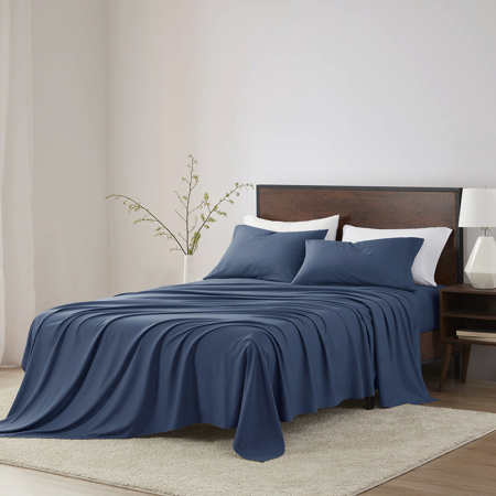 Clara Clark Bed Sheets, Premier 1800 Series 4 Piece Bed Sheet Set, Deep Pocket, Wrinkle, Fade, Stain Resistant, Luxury Soft Bedding Sheets & Pillowcases, RV-Short Queen, Navy Blue