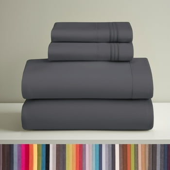 Clara Clark Queen Sheets Set, 1800 Series 4 Piece Deep Pocket Sheets, 100% Soft Microfiber Bed Sheets Set, Gray