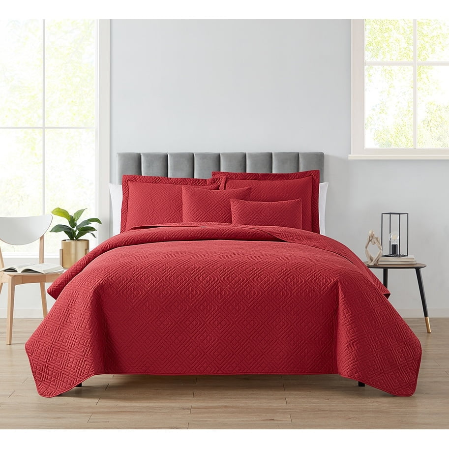 Clara Clark Bedspread Quilt Set Embossed Pinsonic Lightweight