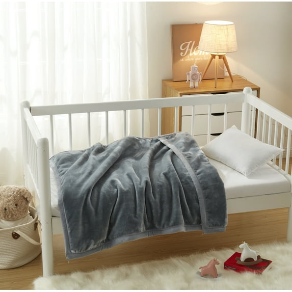 Clara Clark Blankets, Micro Mink Velvet Bed Blanket for Toddler, 30x40, Gray