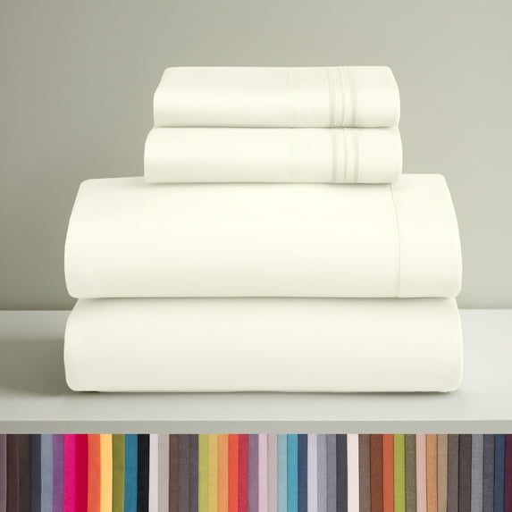Clara Clark California King Sheets Set, Hotel Luxury 4 Piece Deep Pocket Sheets, Ultra Soft Microfiber Bed Sheets Set, Off White