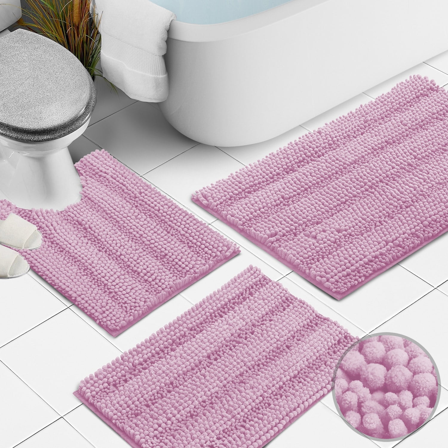 Clara Clark Chenille Extra Soft and Absorbent Bath Mat Non Slip Fast